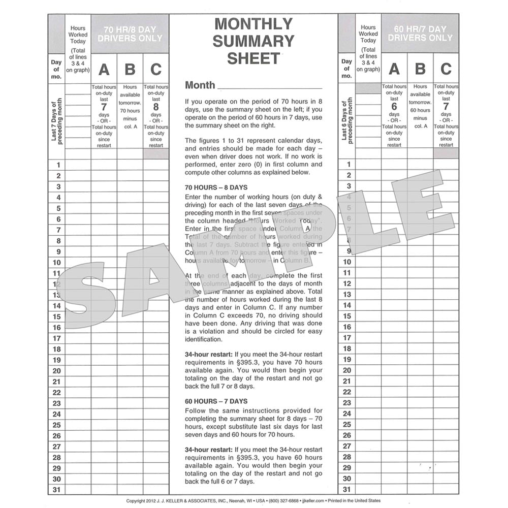 5-in-1 Driver's Daily Log with DVIR (Carbon Copy)