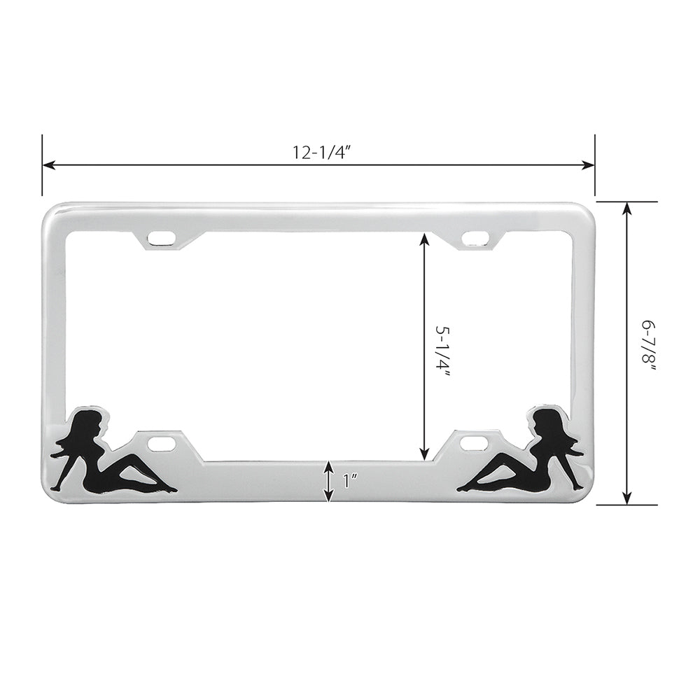 Chrome Sitting Ladies License Plate Frame