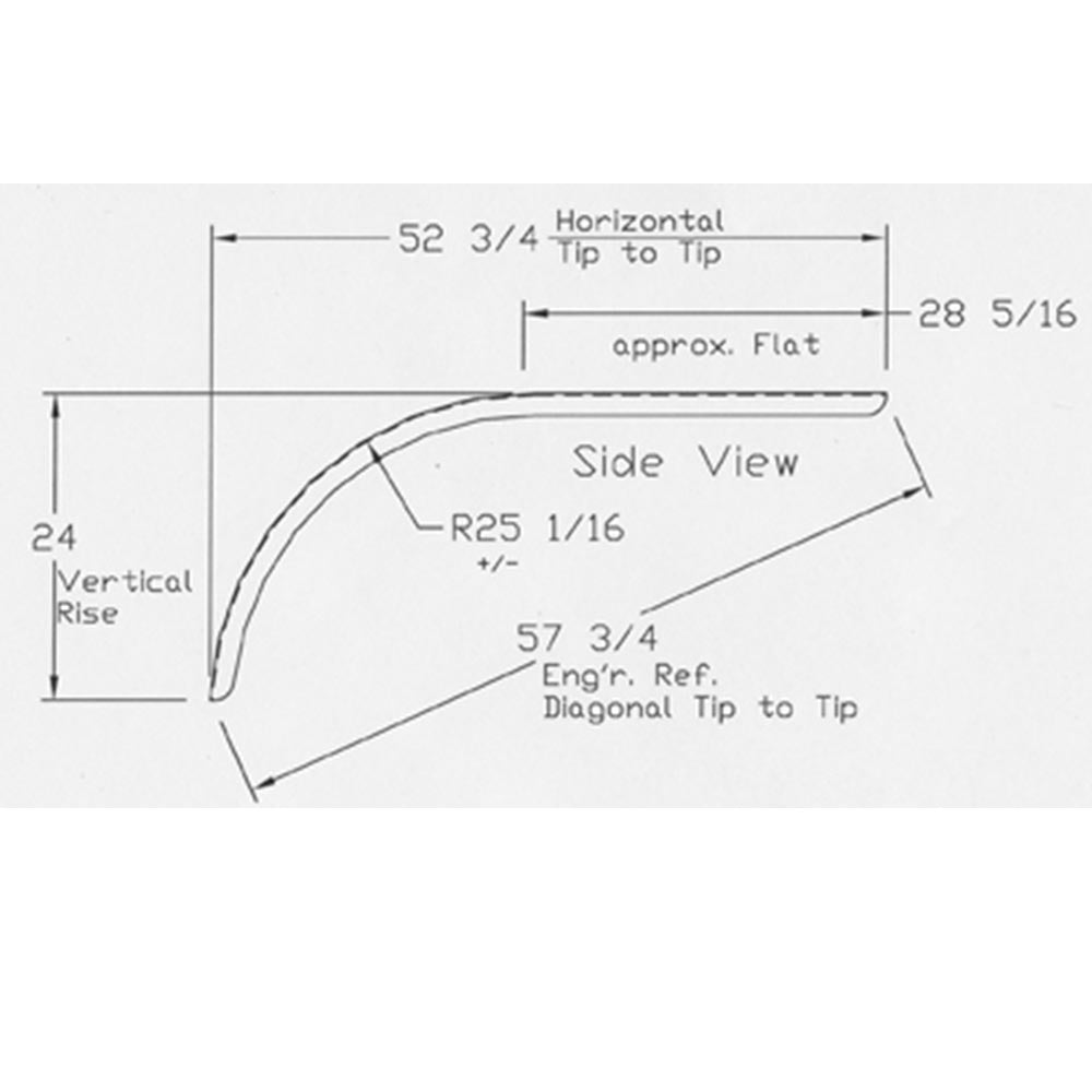 57 3/4" Stainless Steel Half Tandem Single Radius Fender