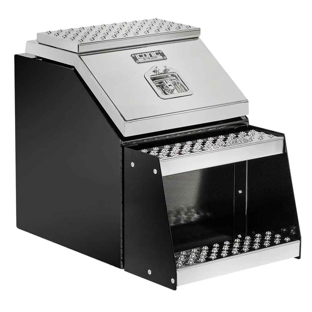 24" Wide Mouth Aluminum Step Box with Semi-Gloss Black Design