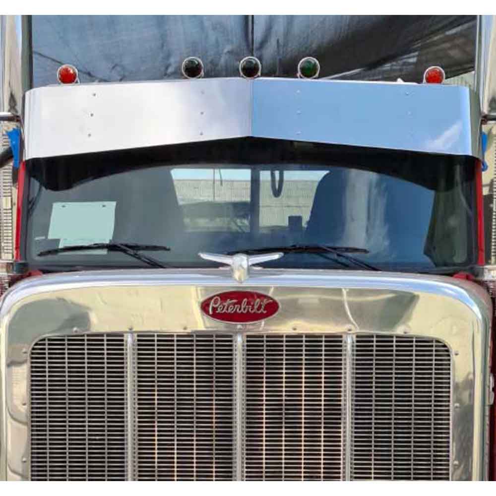 14" x 11" Peterbilt 589 Stainless Steel Bowtie Visor