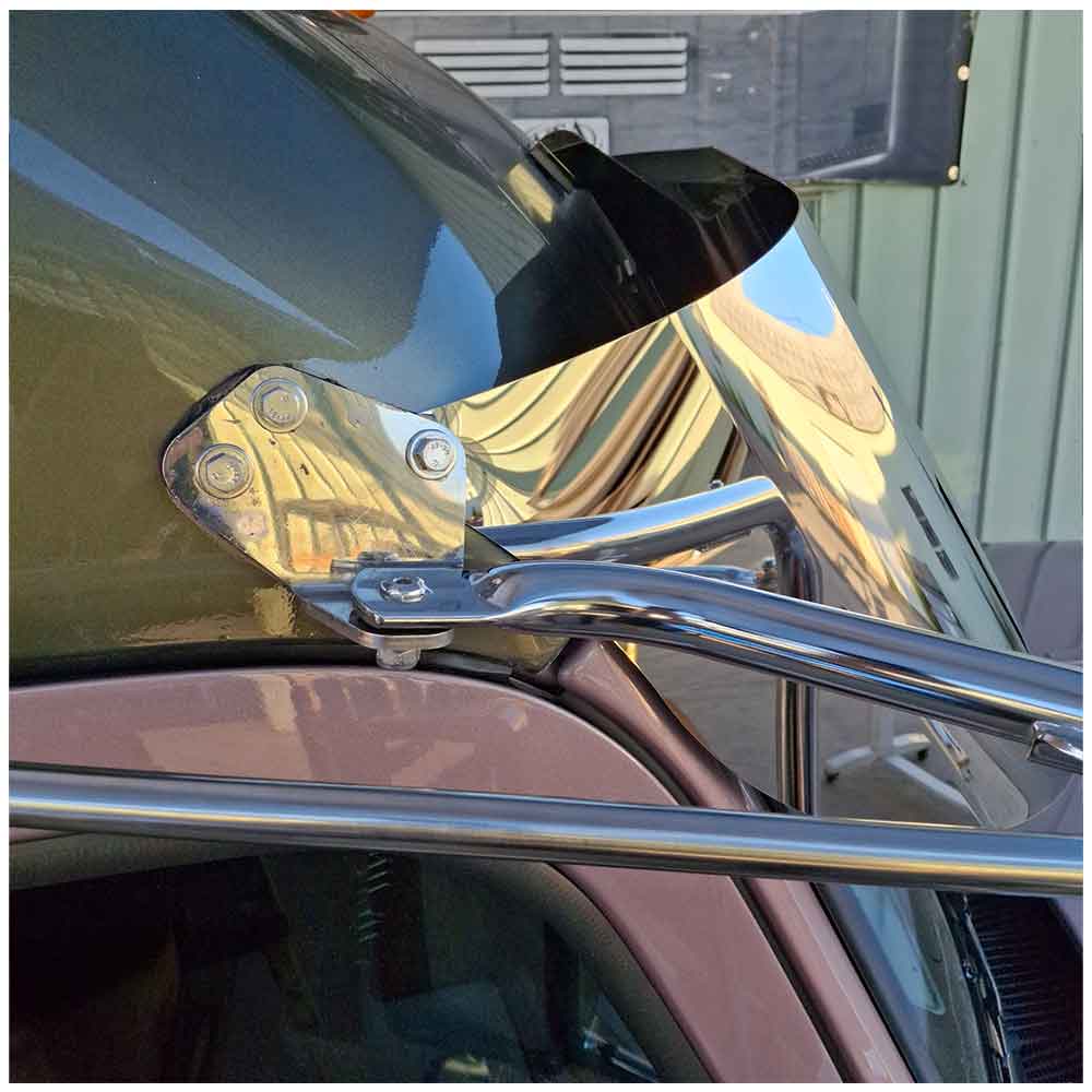 15" Peterbilt 589 Stainless Steel Drop Visor for Mid & High Roofs