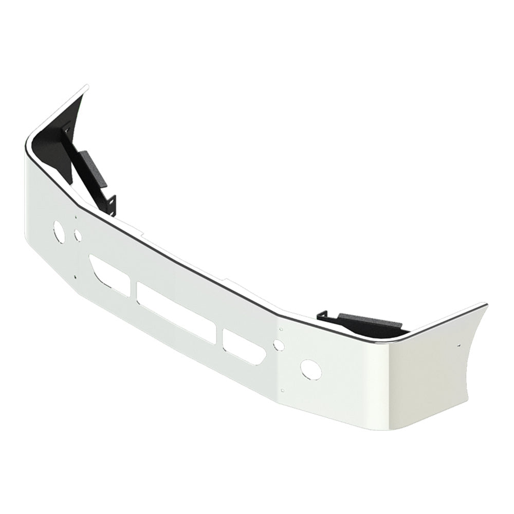 Freightliner Columbia SBA 18" Chrome Bumper 2008 and Newer with Light, Tow, and Vent Cutouts