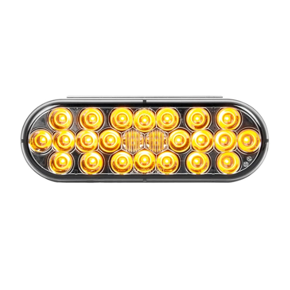 6" Pearl Series Oval 24 LED Amber Light with Smoke Lens
