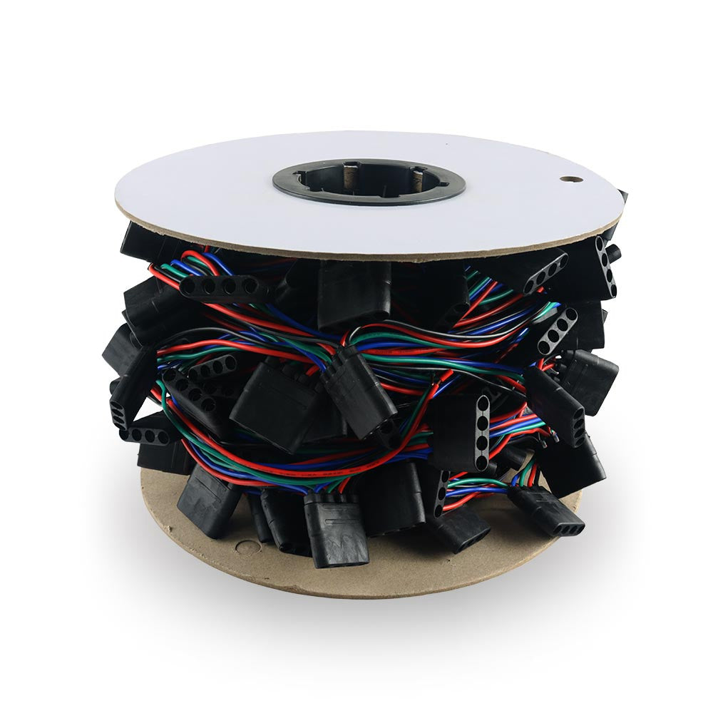 100FT RGB Wire Harness with 8" Spacing Female Bullet Connectors