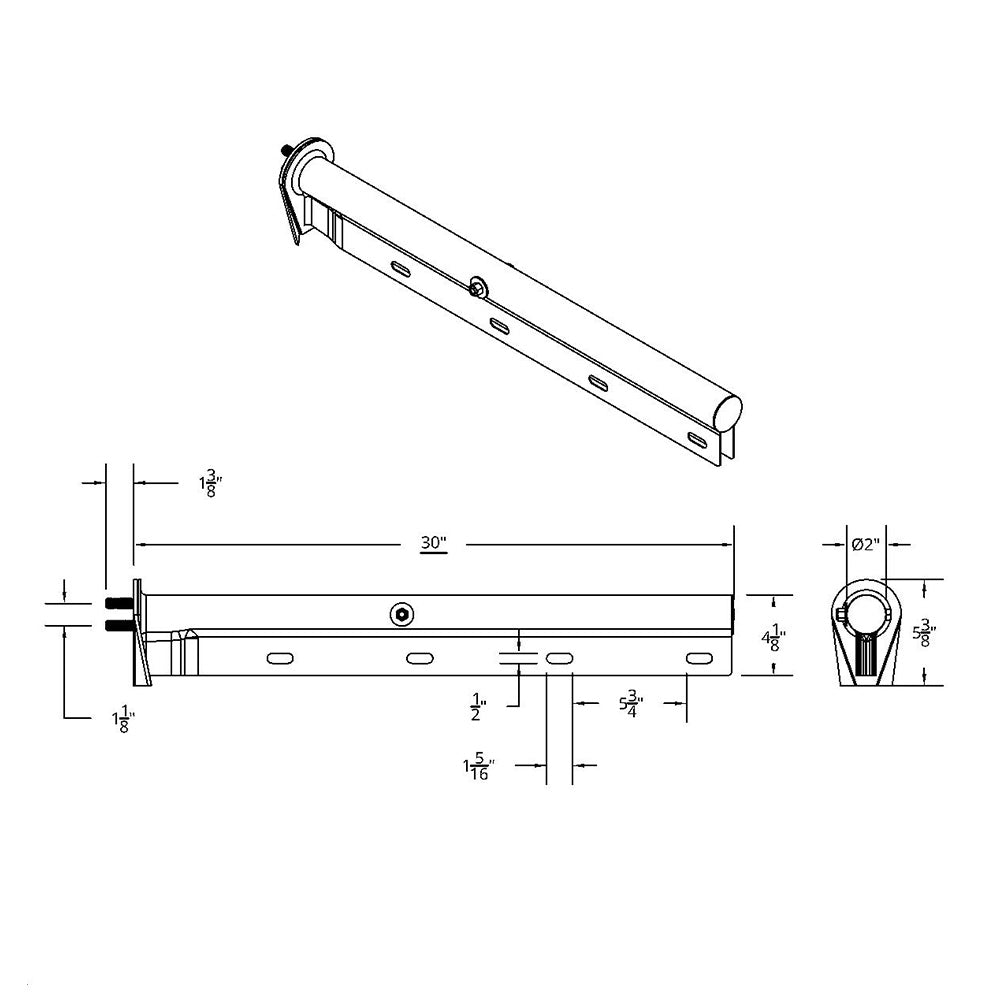 30" Stainless Steel Mud Flap Hangers Open End with 1-1/8" Bolt Spacing