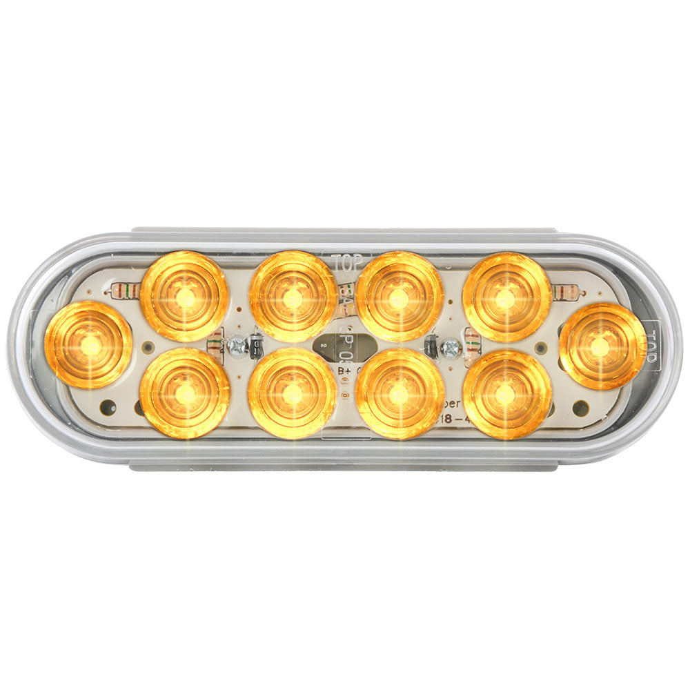 6-1/2" Amber/Clear 10 LED Oval Mega 10 Light
