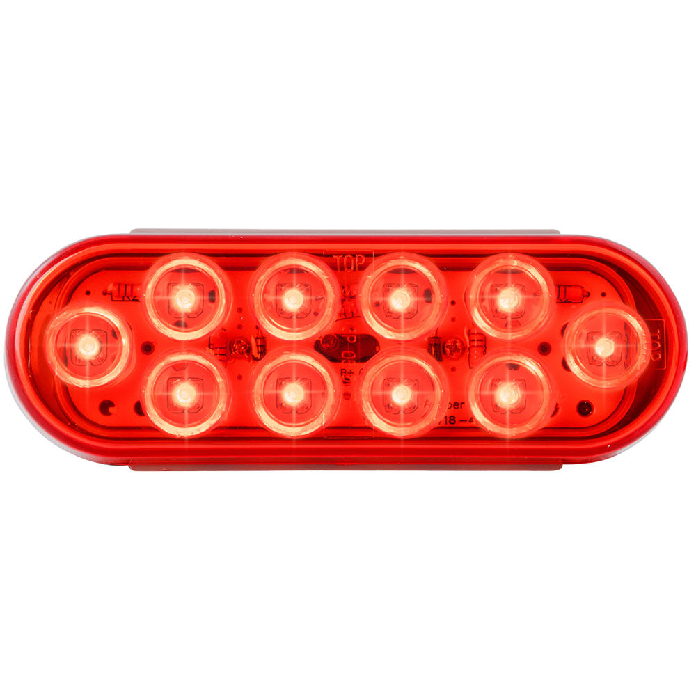 6-1/2" Red 10 LED Oval Mega 10 Light