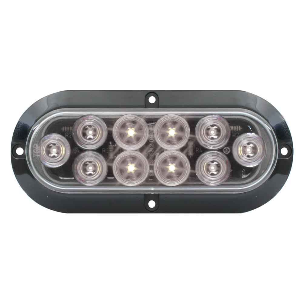 Red 10 LED with Clear Lens Surface Mount Oval Mega Light
