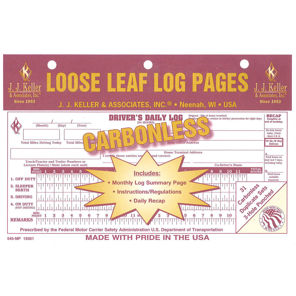 Loose-Leaf Driver's Daily Log w/Recap (Carbonless)