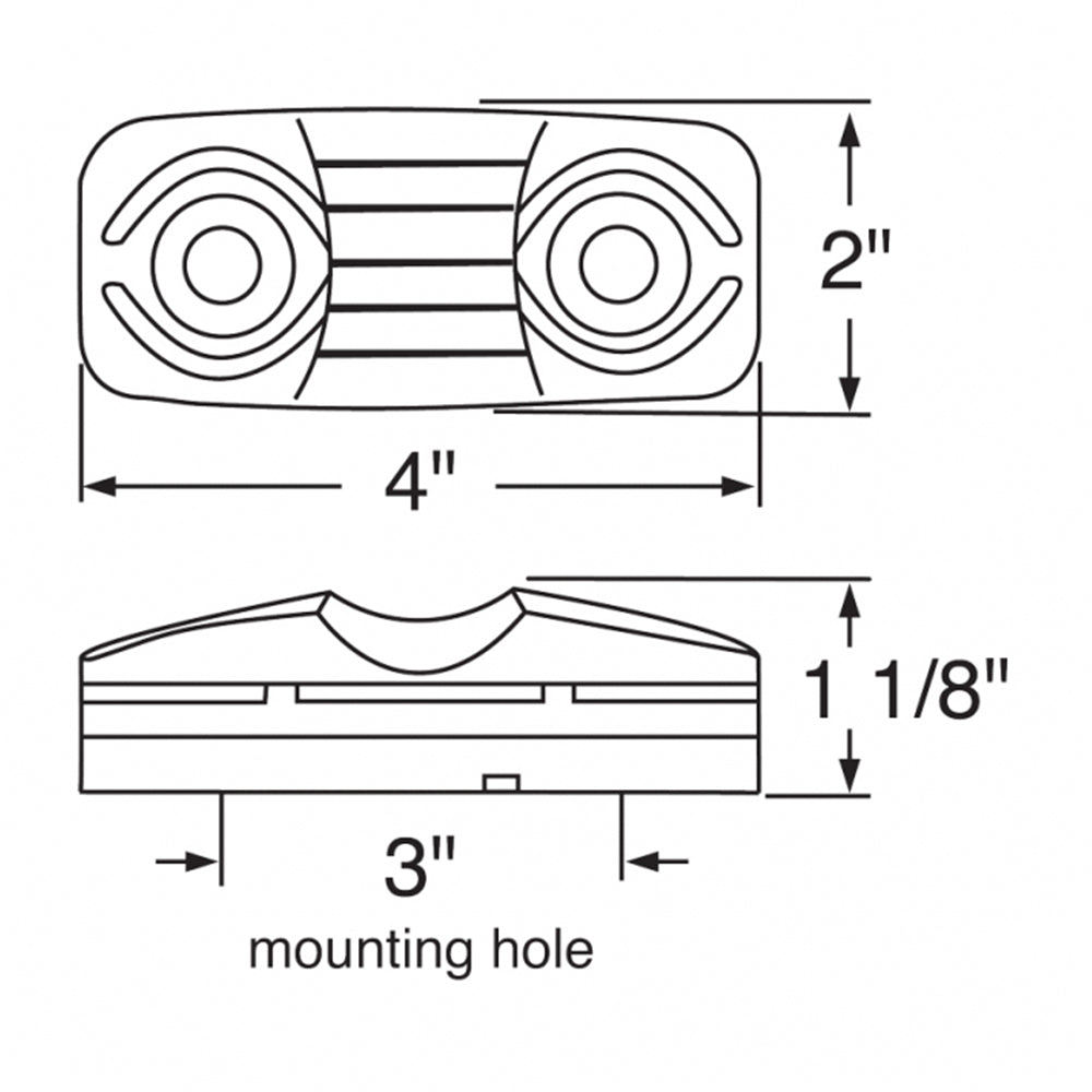 4" Amber 16 LED Rectangular Clearance Marker Light