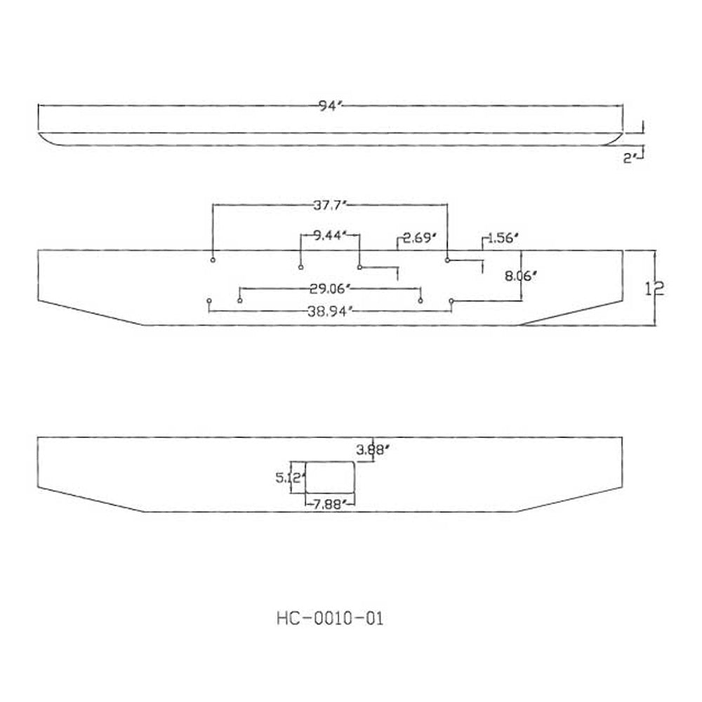 Peterbilt 378, 379 12" Tapered Chrome Bumper