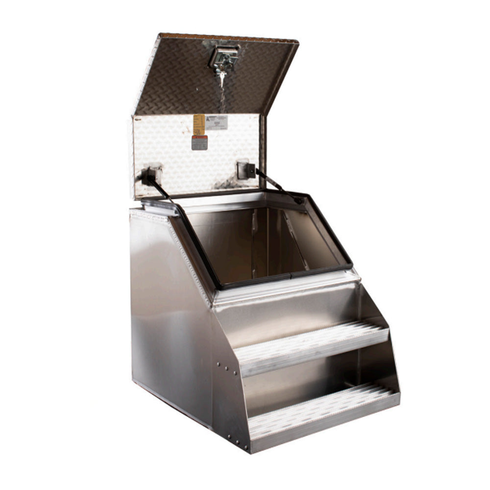 12"L Top Opening Aluminum Step Box with Diamond Plated Lid