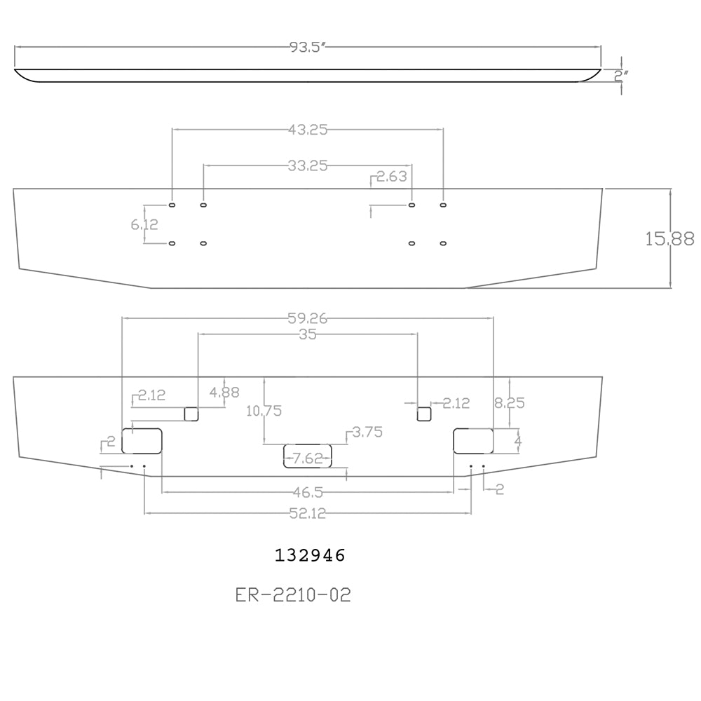 16" Tapered Bumper for International 9900ix 2000 and newer