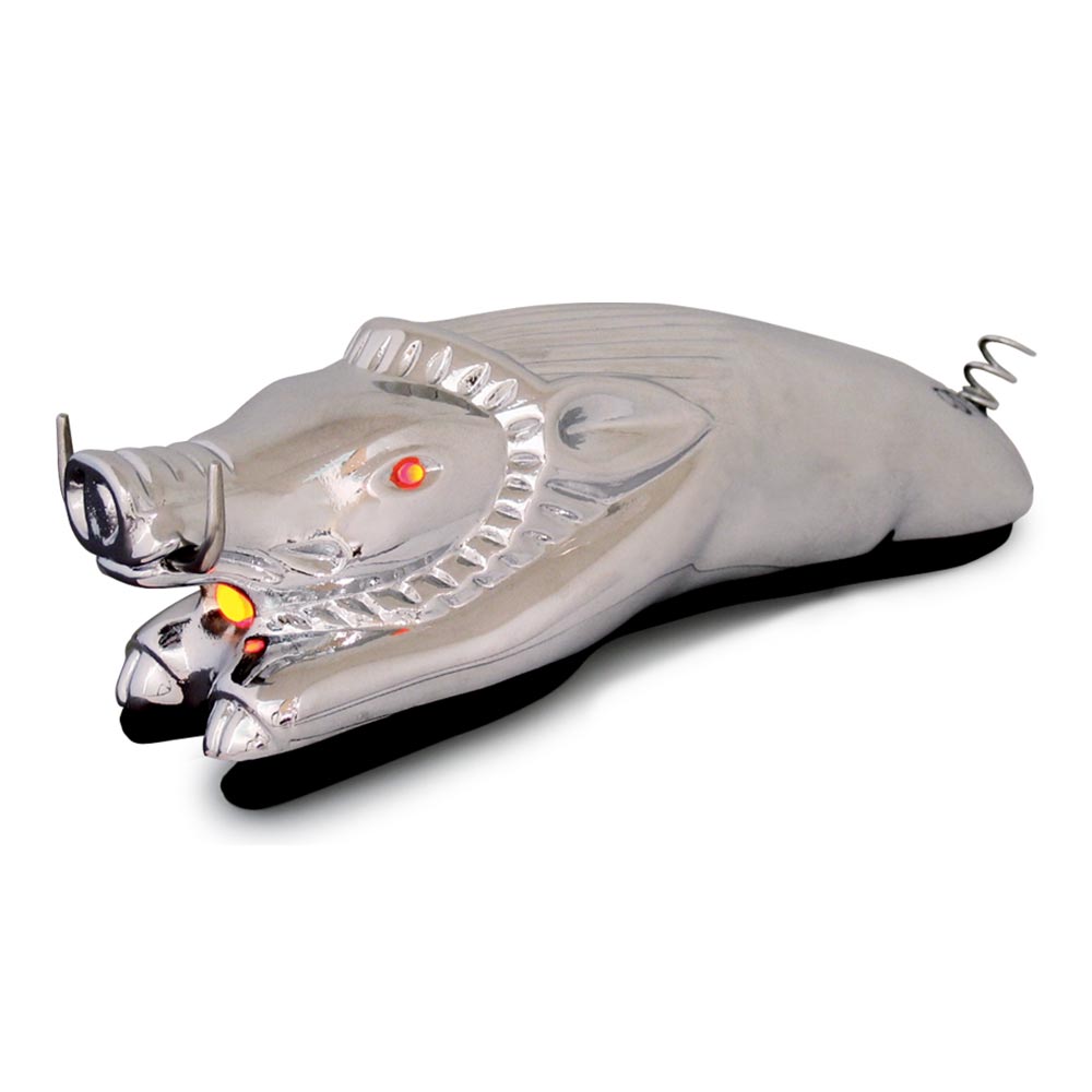 Chrome Wild Boar with Illuminated Eyes Hood Ornament