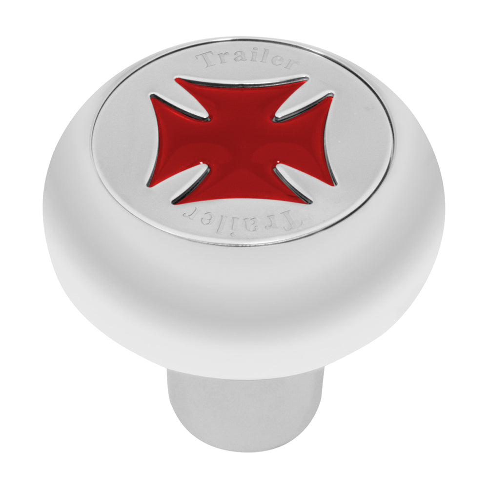 Chrome Tractor/Trailer Maltese Cross Air Valve Knob - Thread On