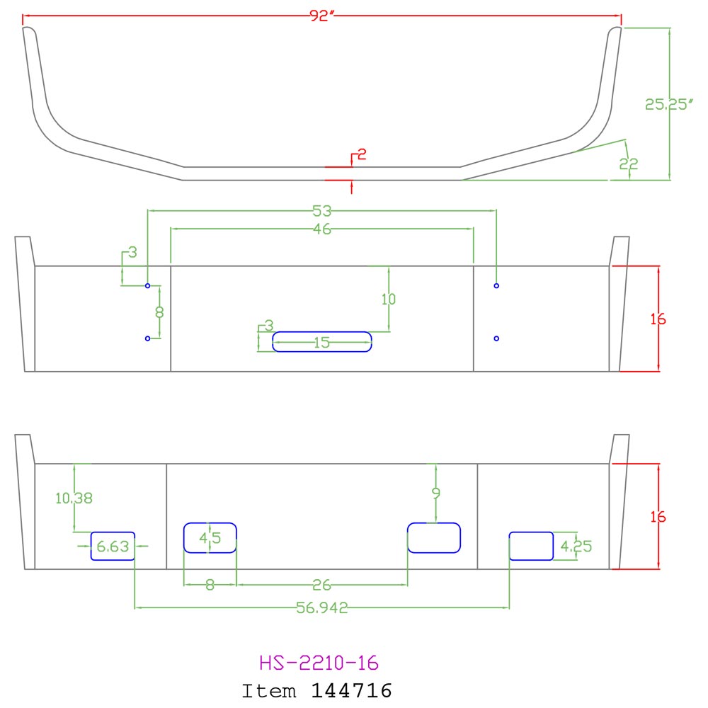 Peterbilt 387 2002-2010 16" Set Back Chrome Bumper