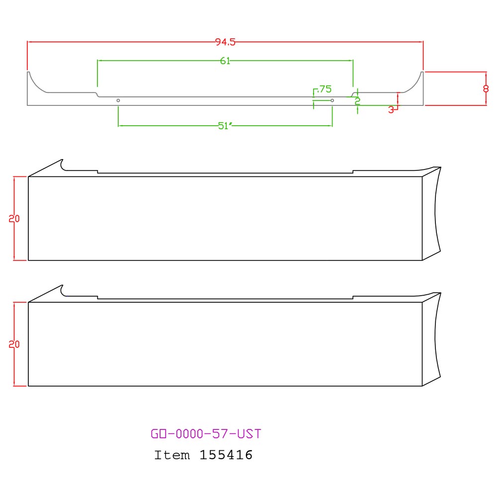 20" American Eagle Blank Bumper for PB, KW, FL