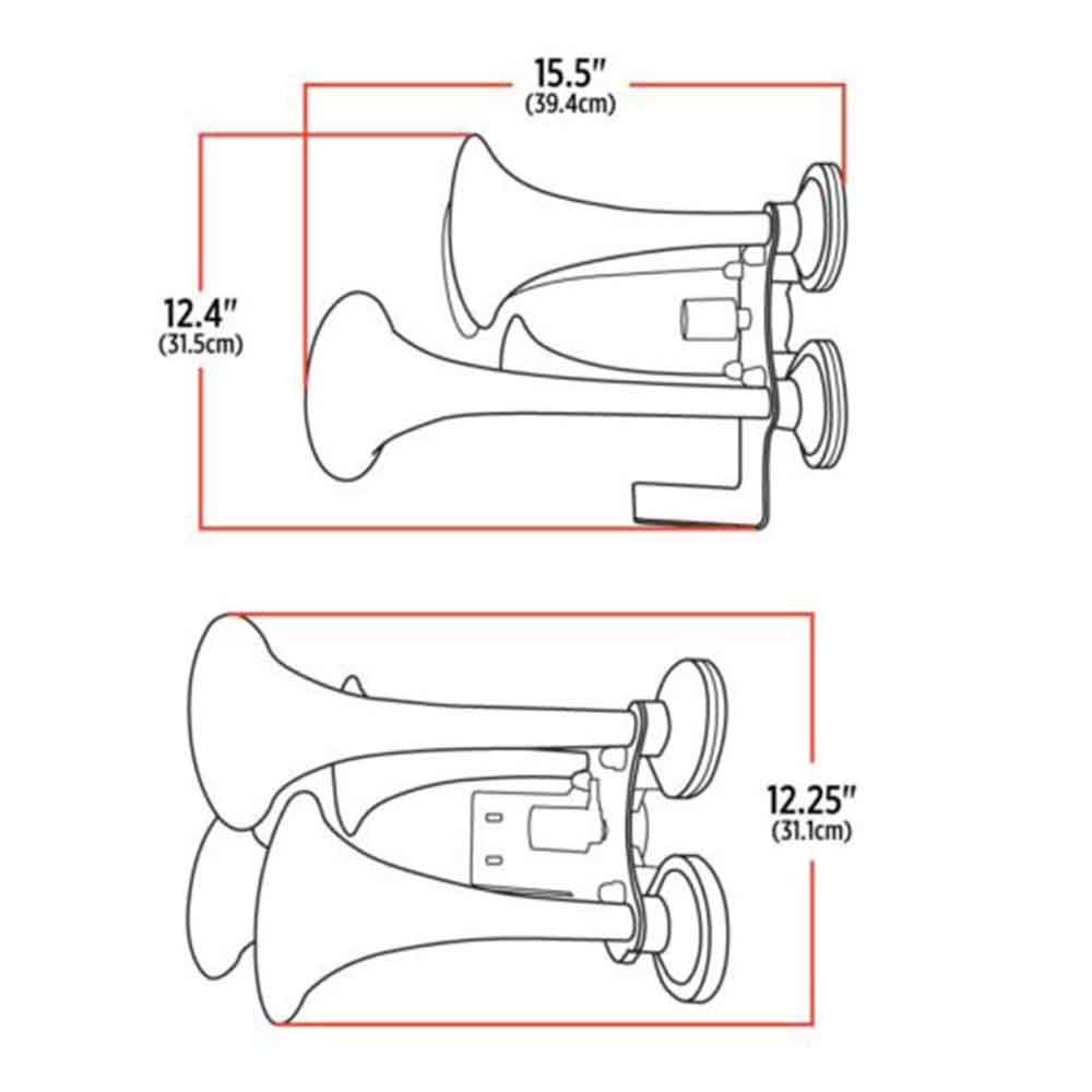 Compact Extra Loud 4 Trumpet Chrome Train Horns