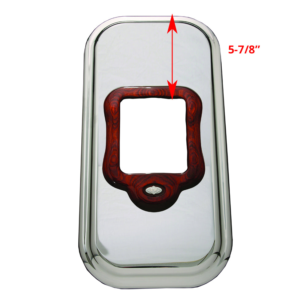 Rosewood and Chrome Gear Shift Plate Cover 4.45" or 8.75" to Front