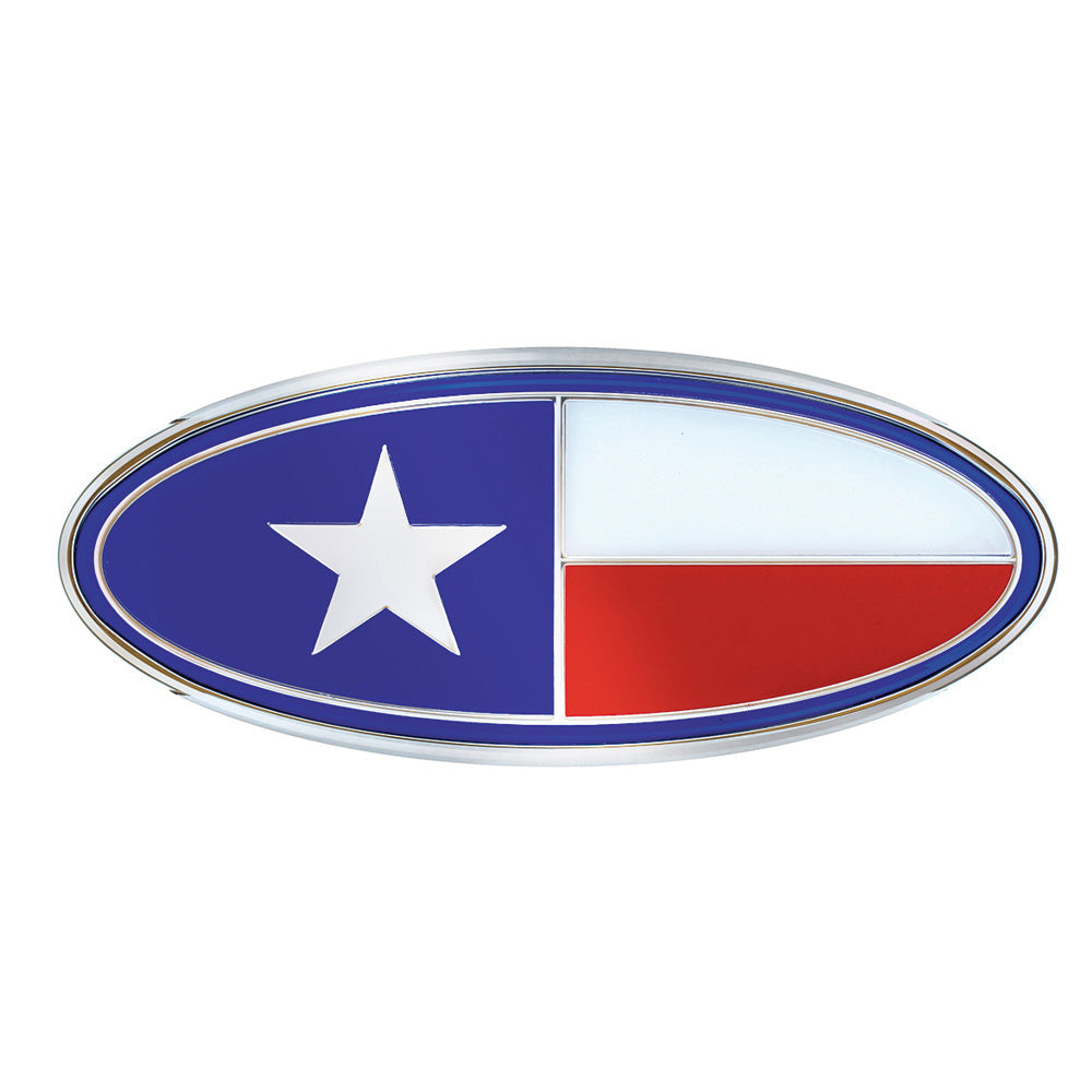 Texas Flag Chrome Plated Die-Cast Oval Emblem