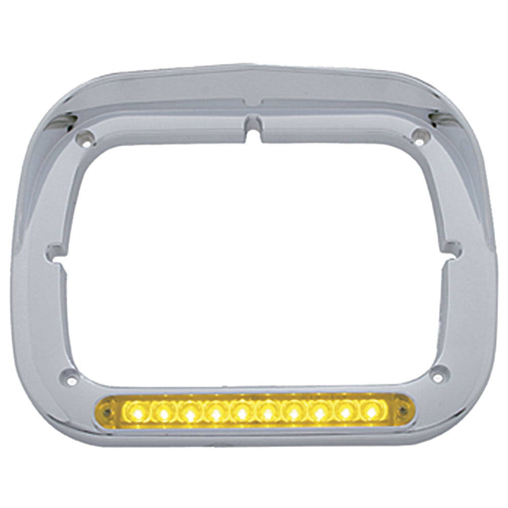 Amber/Amber LED Chrome Headlight Bezel with Visor