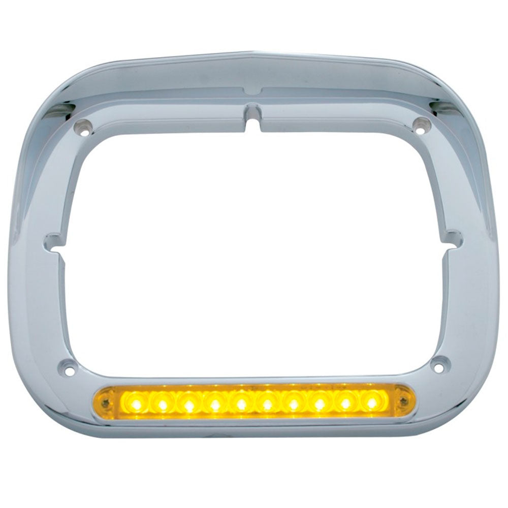 Amber/Amber LED Chrome Headlight Bezel with Visor