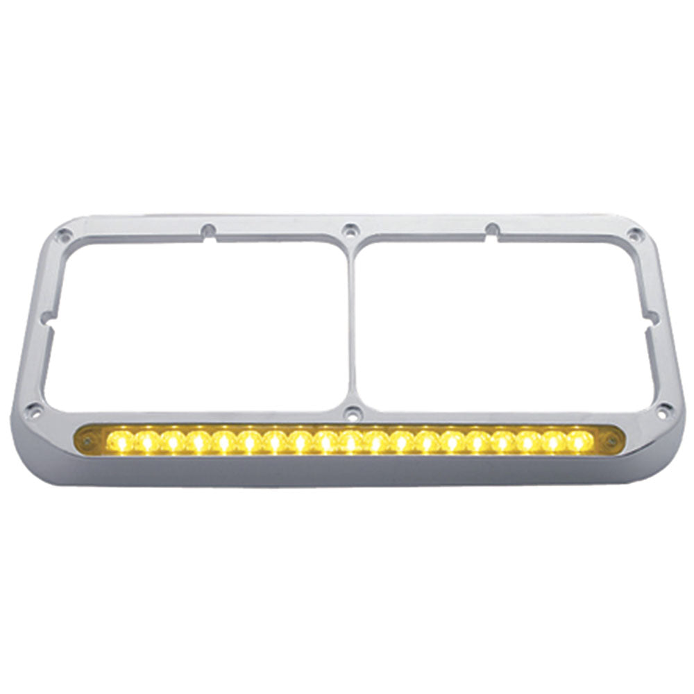 Rectangular Dual Headlight Bezel with 19 LED Lights