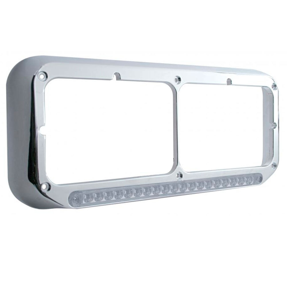 Rectangular Dual Headlight Bezel with 19 LED Lights