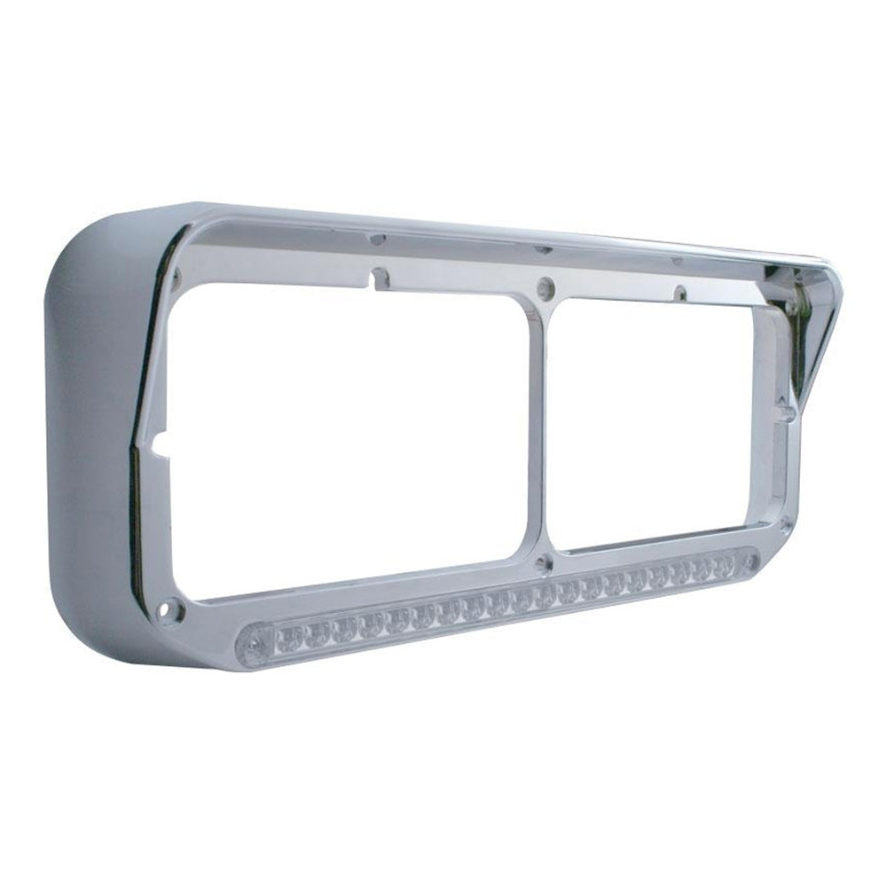 Rectangle Dual Headlight Bezel 19 LED Amber/Clear