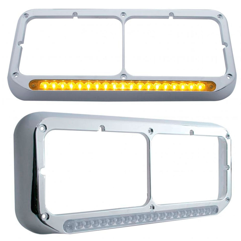 Rectangular Dual Headlight Bezel with 19 LED Lights
