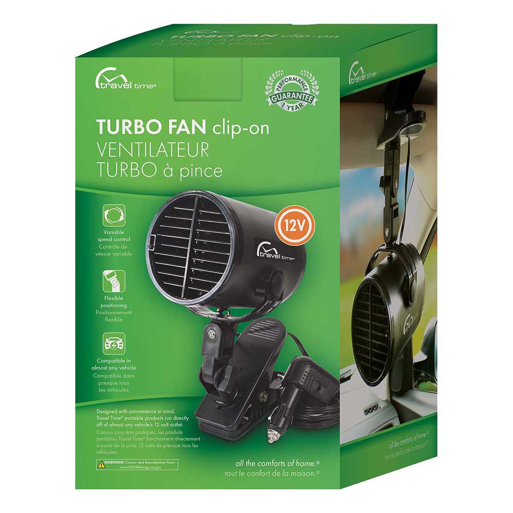 Travel Time 12-Volt Turbo Fan with Mounting Clip