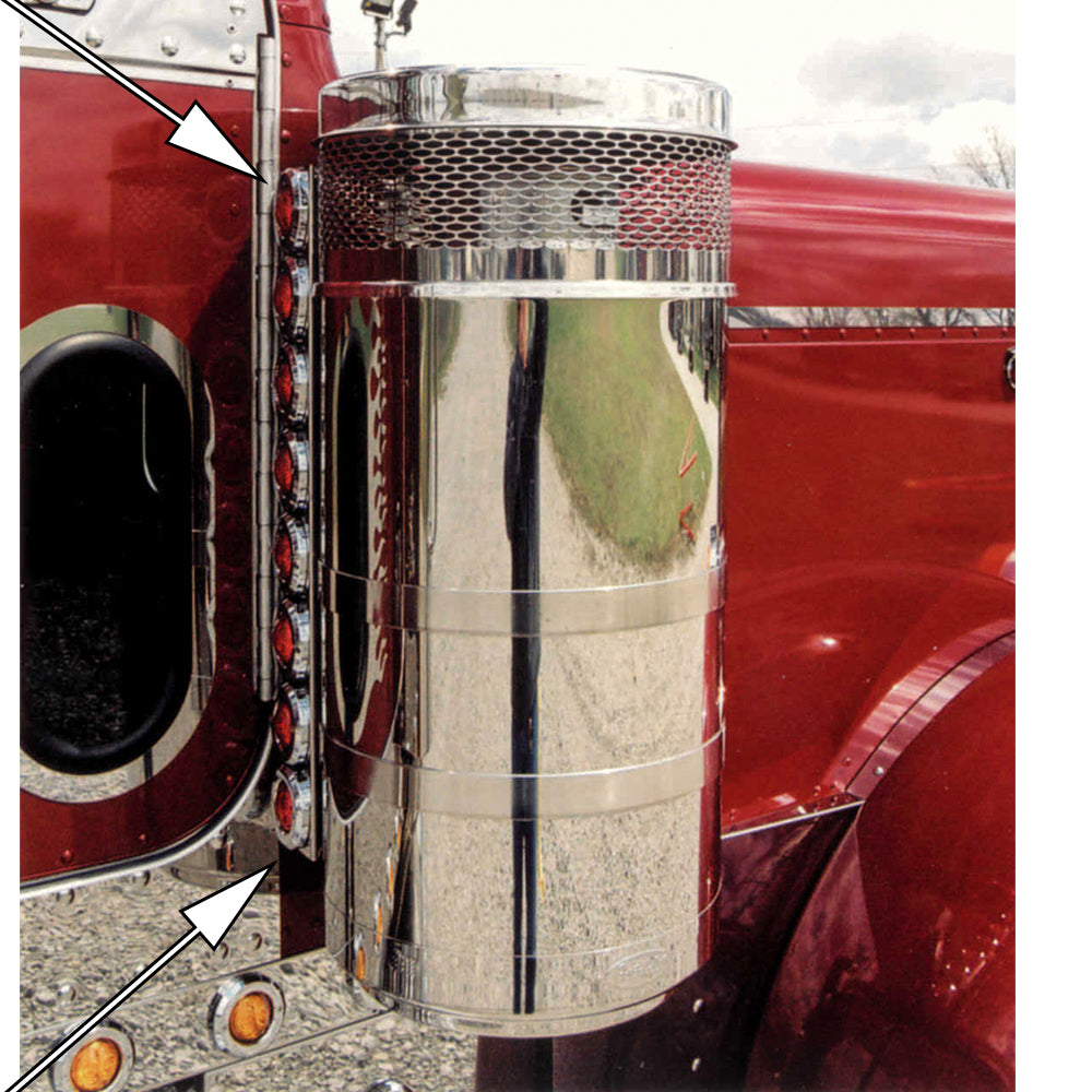 26" Tall Rear Air Cleaner Light Bars with 2" LED for Peterbilt 15" Vortox Breather