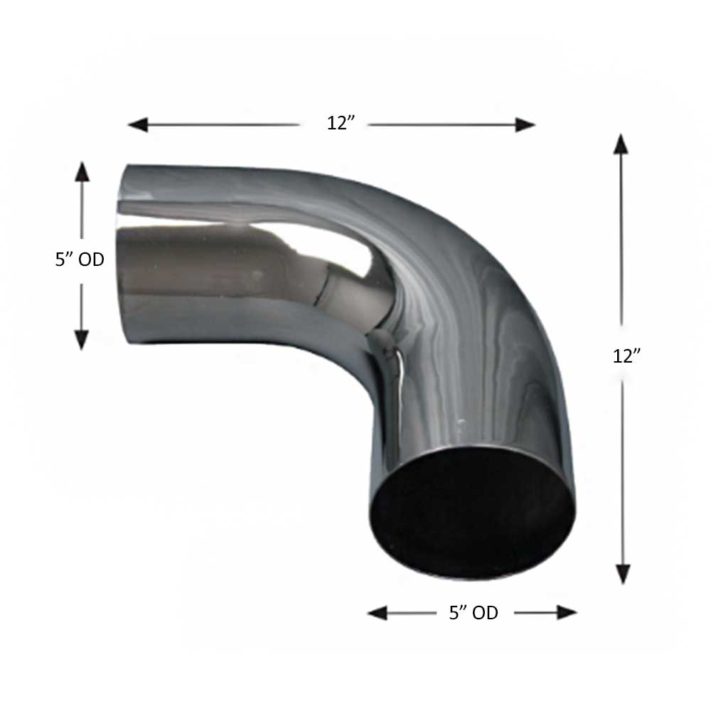 5"D x 12"L 90 Degree Chrome Elbow