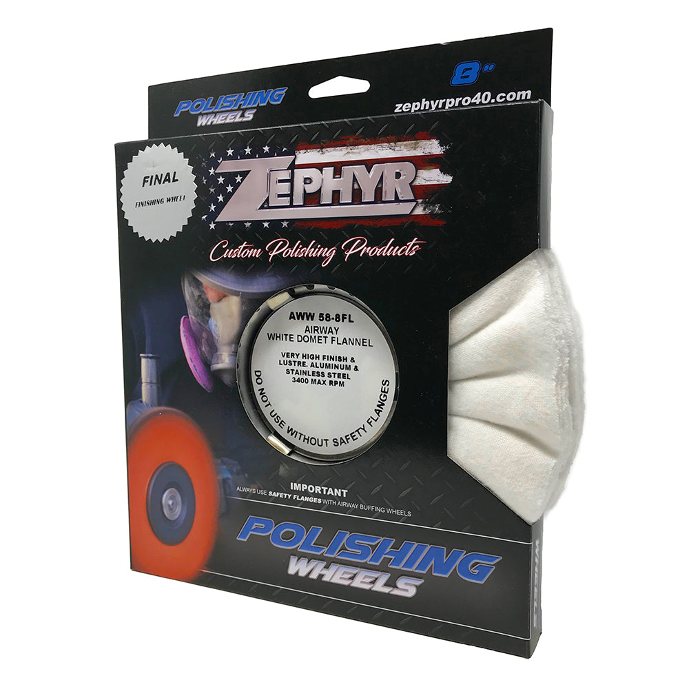 Zephyr 8" White Domet Flannel Buffing Wheel