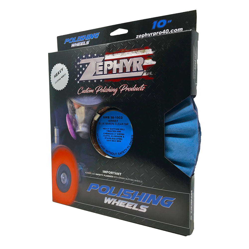 Zephyr 10" Blue Baron Clear Dip Buffing Wheel