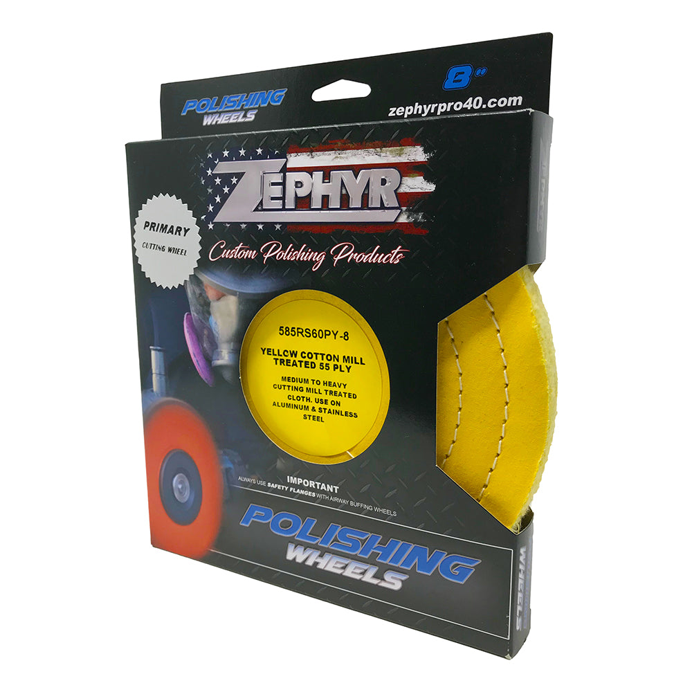 Zephyr 8" Yellow Cotton 60-Ply MT Buffing Wheel