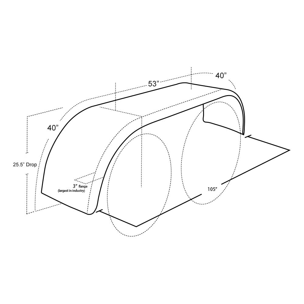 133" 304 SS Full Tandem Smooth Fender PB Air Trac Suspension with Mounting Kit