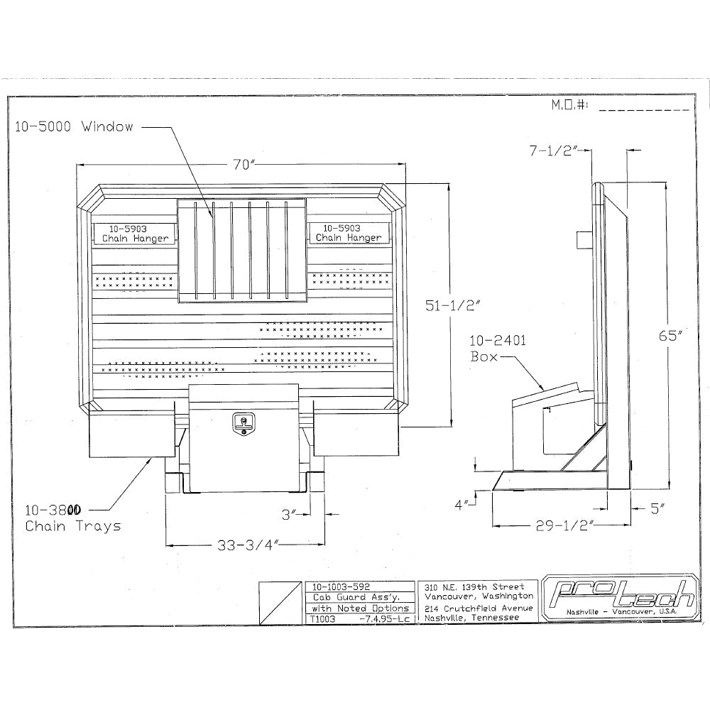 65"x70" Cab Rack with Tool Box, Window & Chain Trays