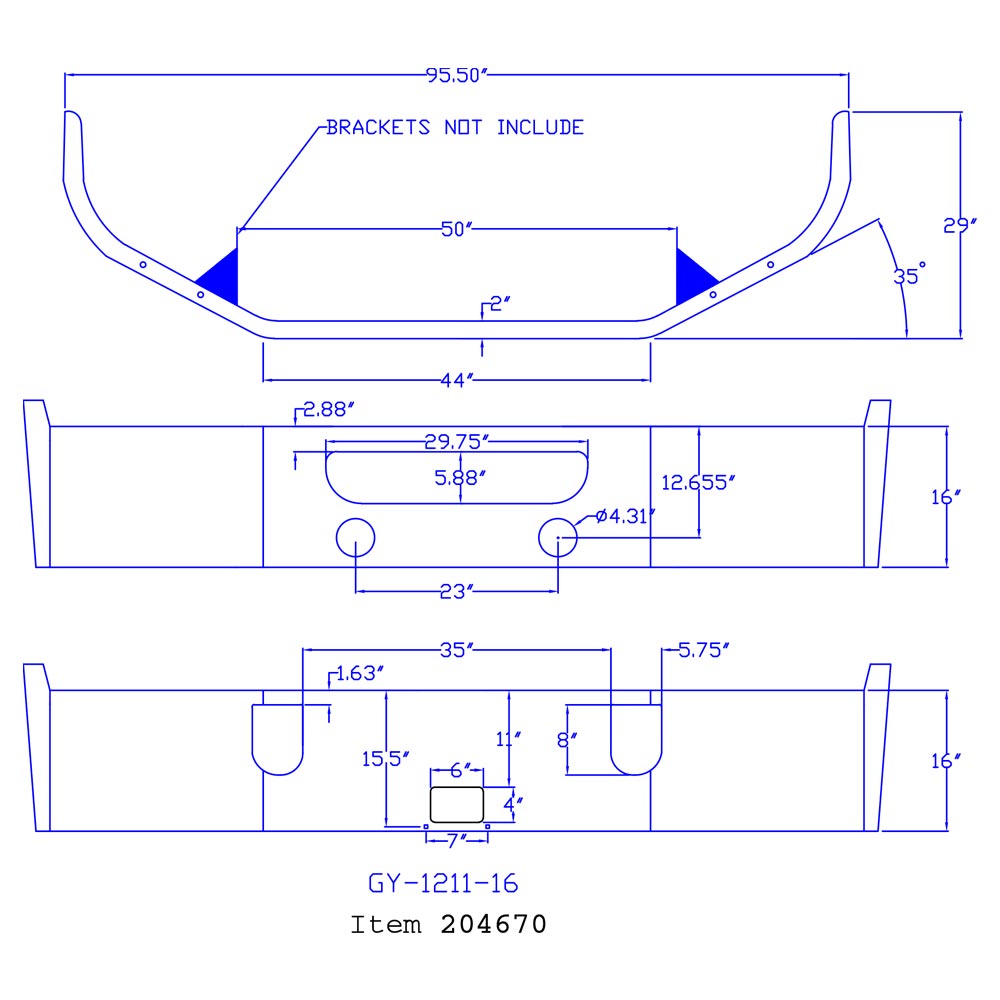 Mack CXU, Anthem 16" Set Back Axle Chrome Bumper