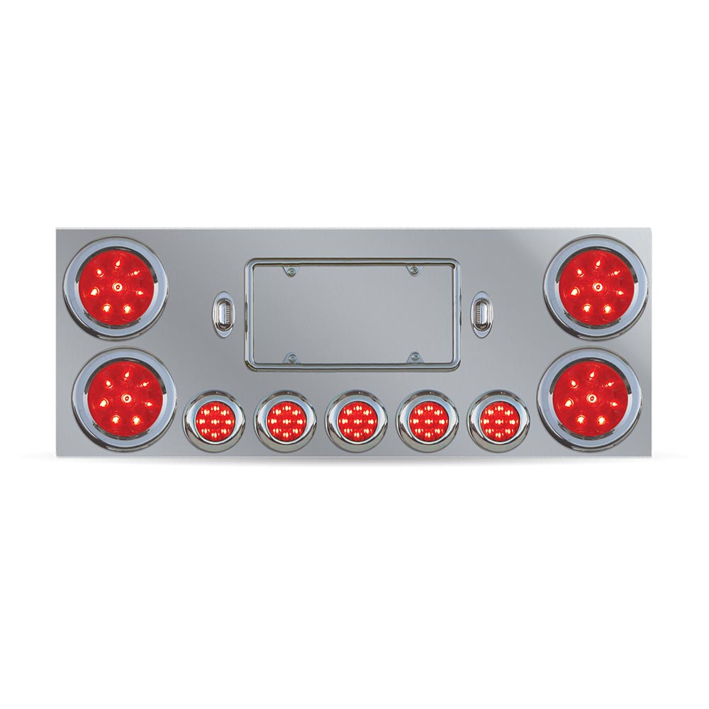 Stainless Steel Center Panel with 4" & 2-1/2" Red LED Lights