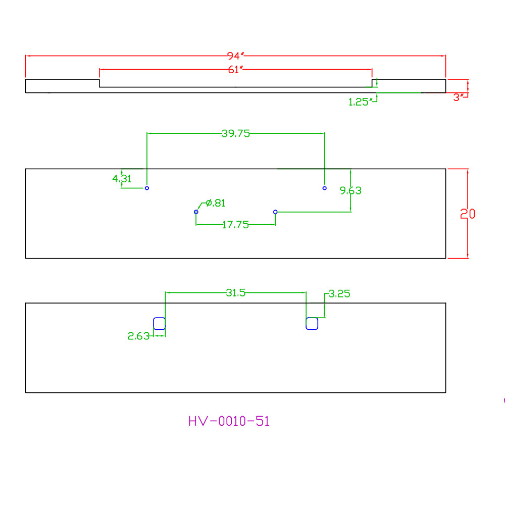 Peterbilt 389 20" Boxed End Chrome Bumper