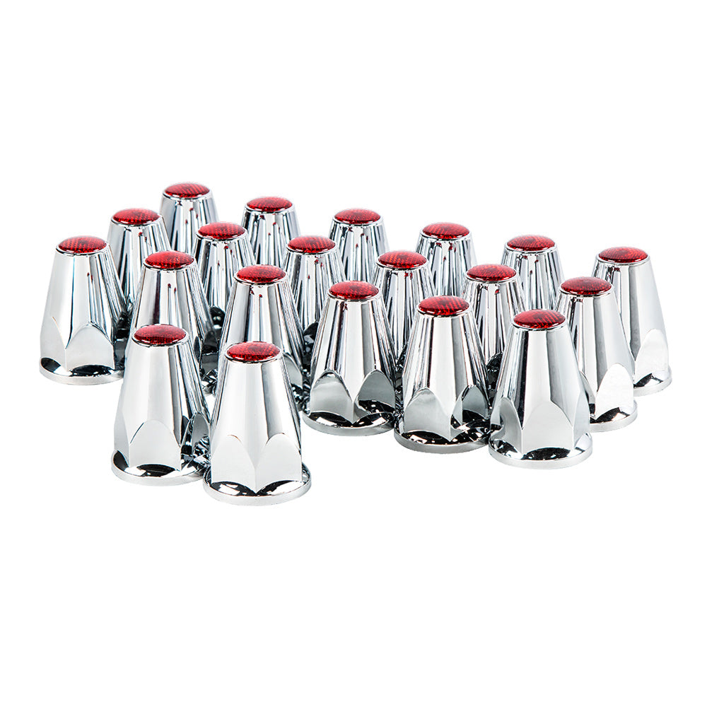 33mm Red Reflector Nut Covers Push-on 20 PK