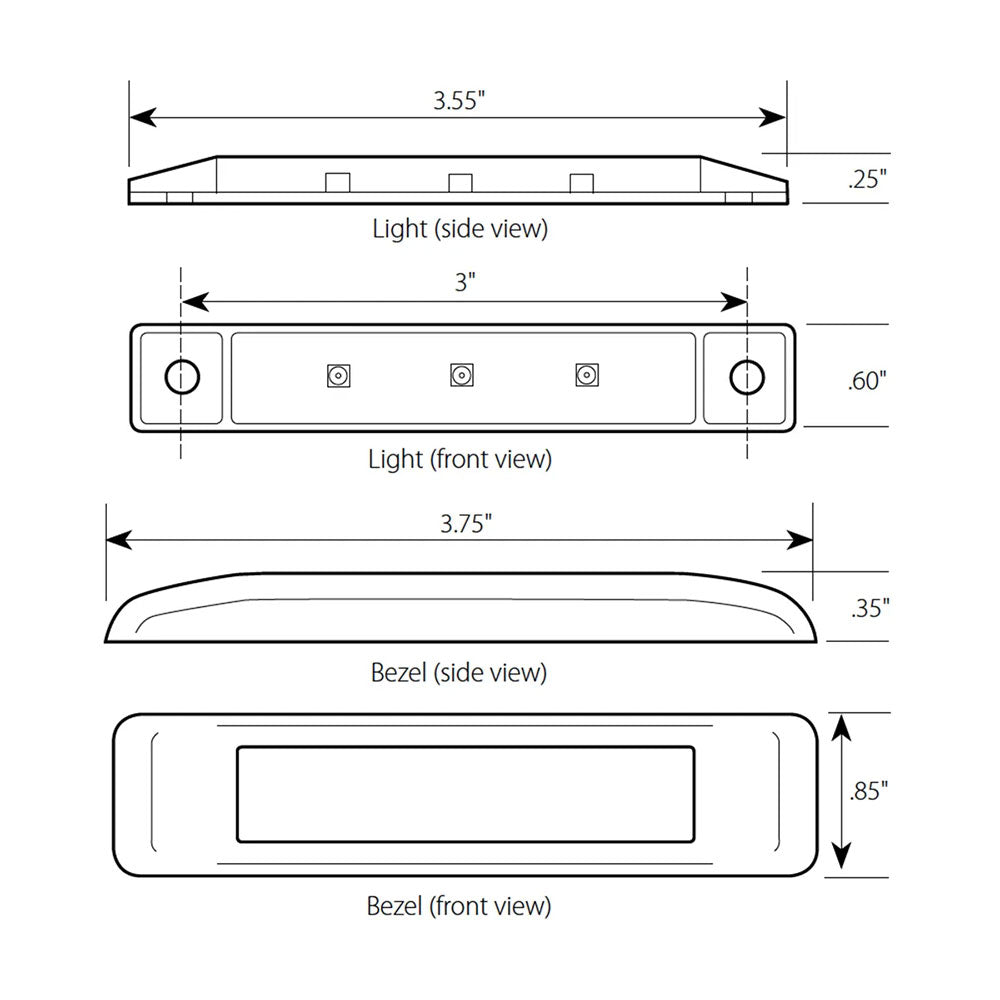 3.5" Ultra Thin LED Marker Light with Bezel