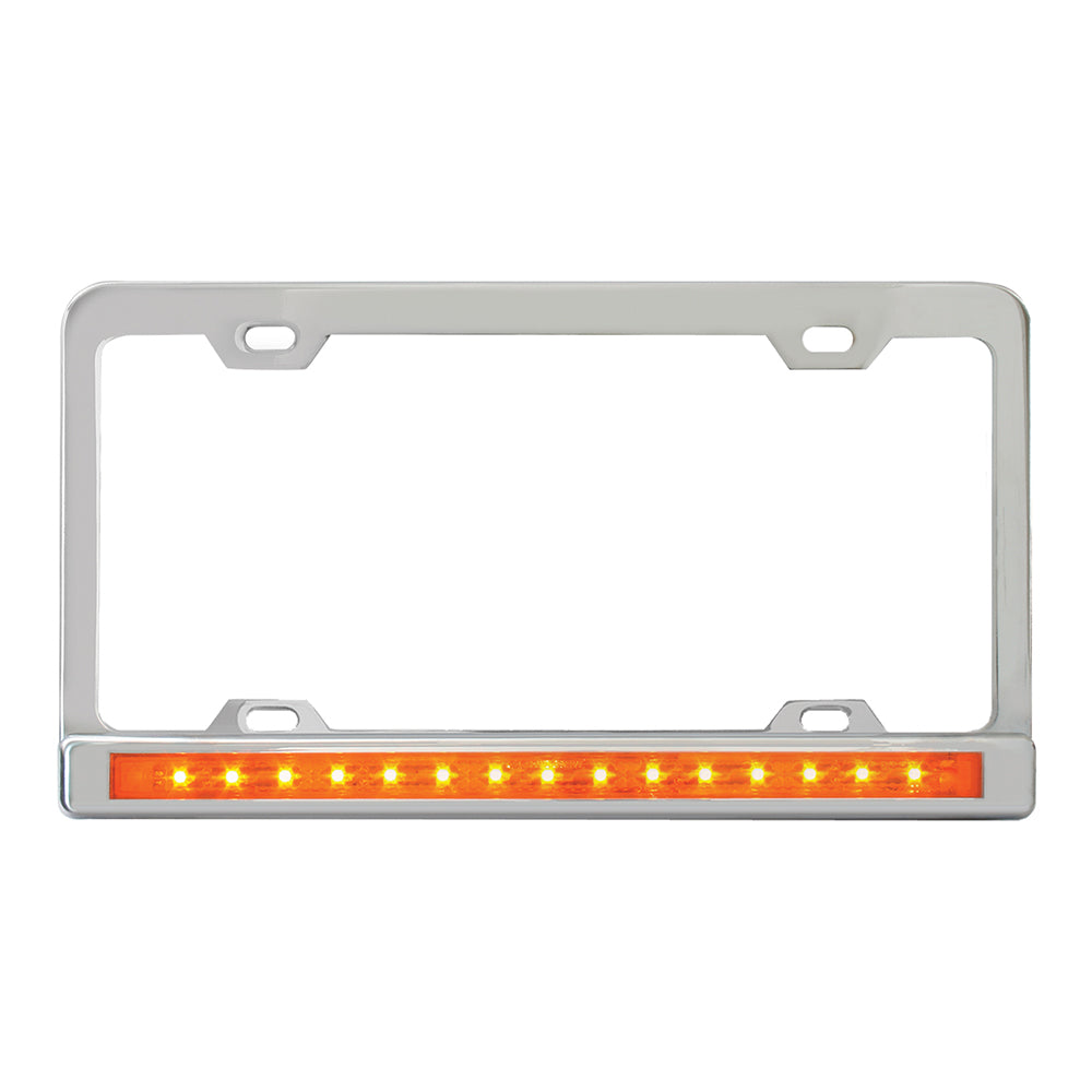 Chrome 4-Hole License Plate Frame with 12" Light Bar