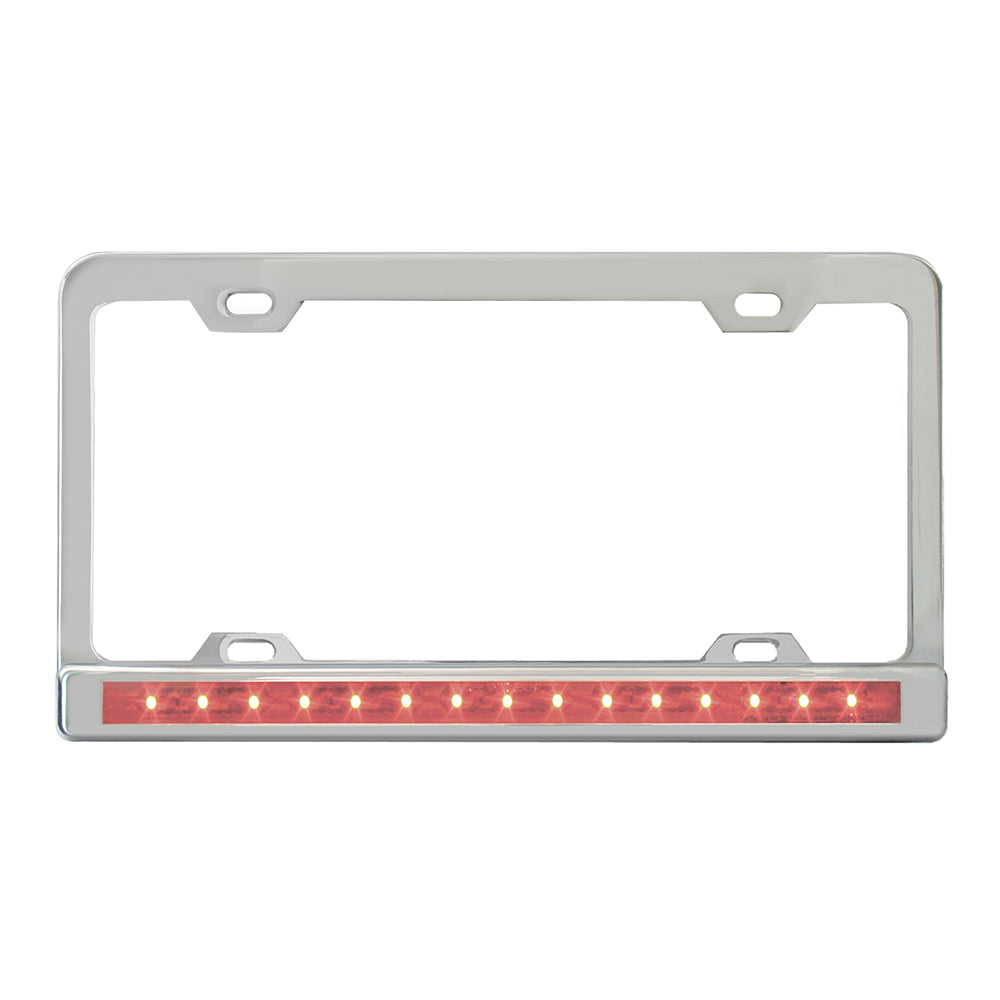 Chrome 4-Hole License Plate Frame with 12" Light Bar