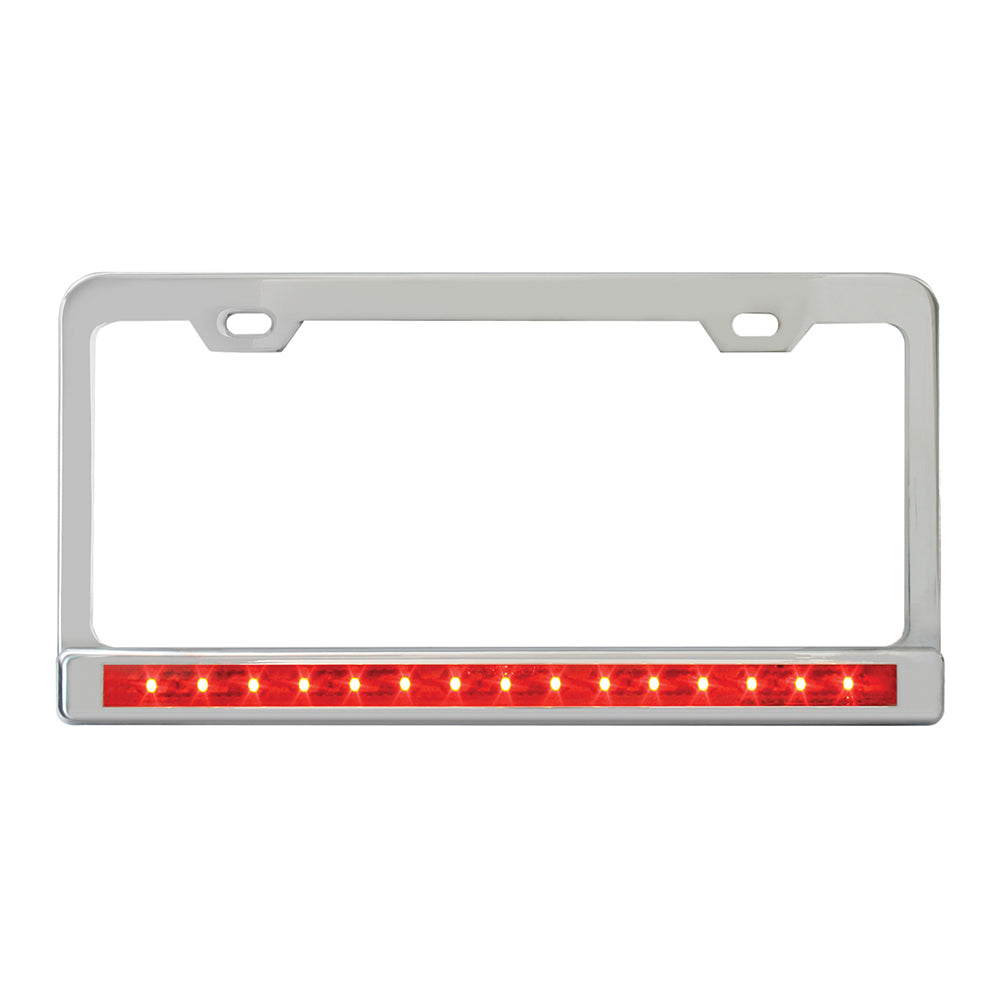 Stainless 2-Hole License Plate Frame with 12" Light Bar