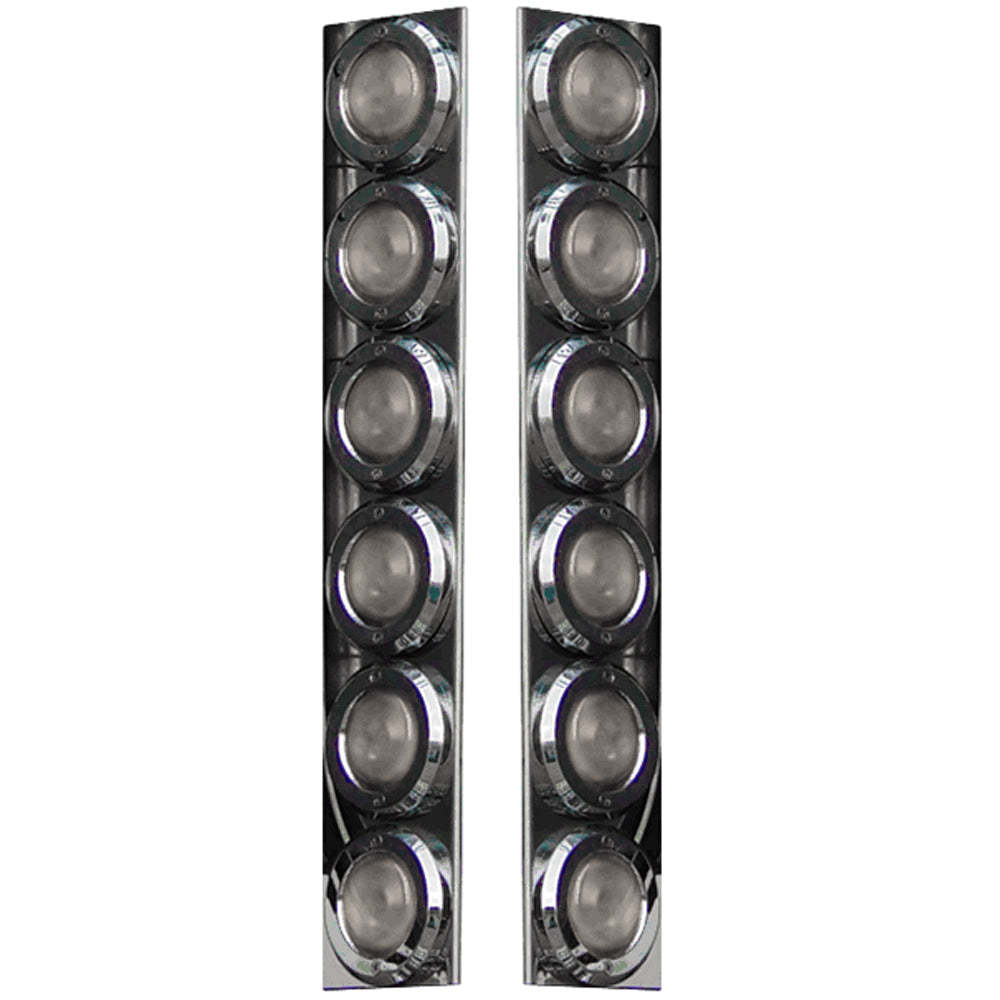 Peterbilt 15" Donaldson/Vortox Air Cleaner Light Bars with Twelve 2" Round LED Lights