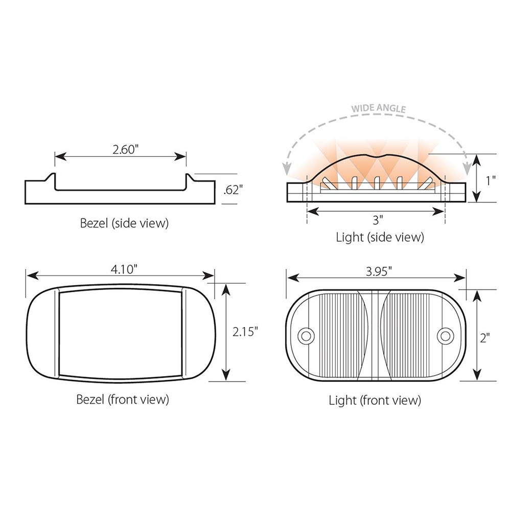 4" x 2" Wide Angle LED Marker Light