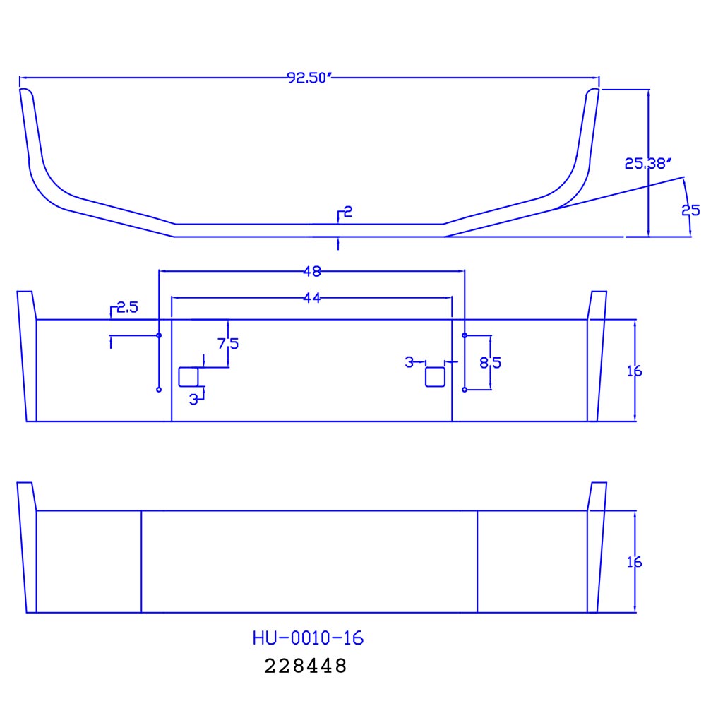 Peterbilt 386 16" Set Back Chrome Bumper